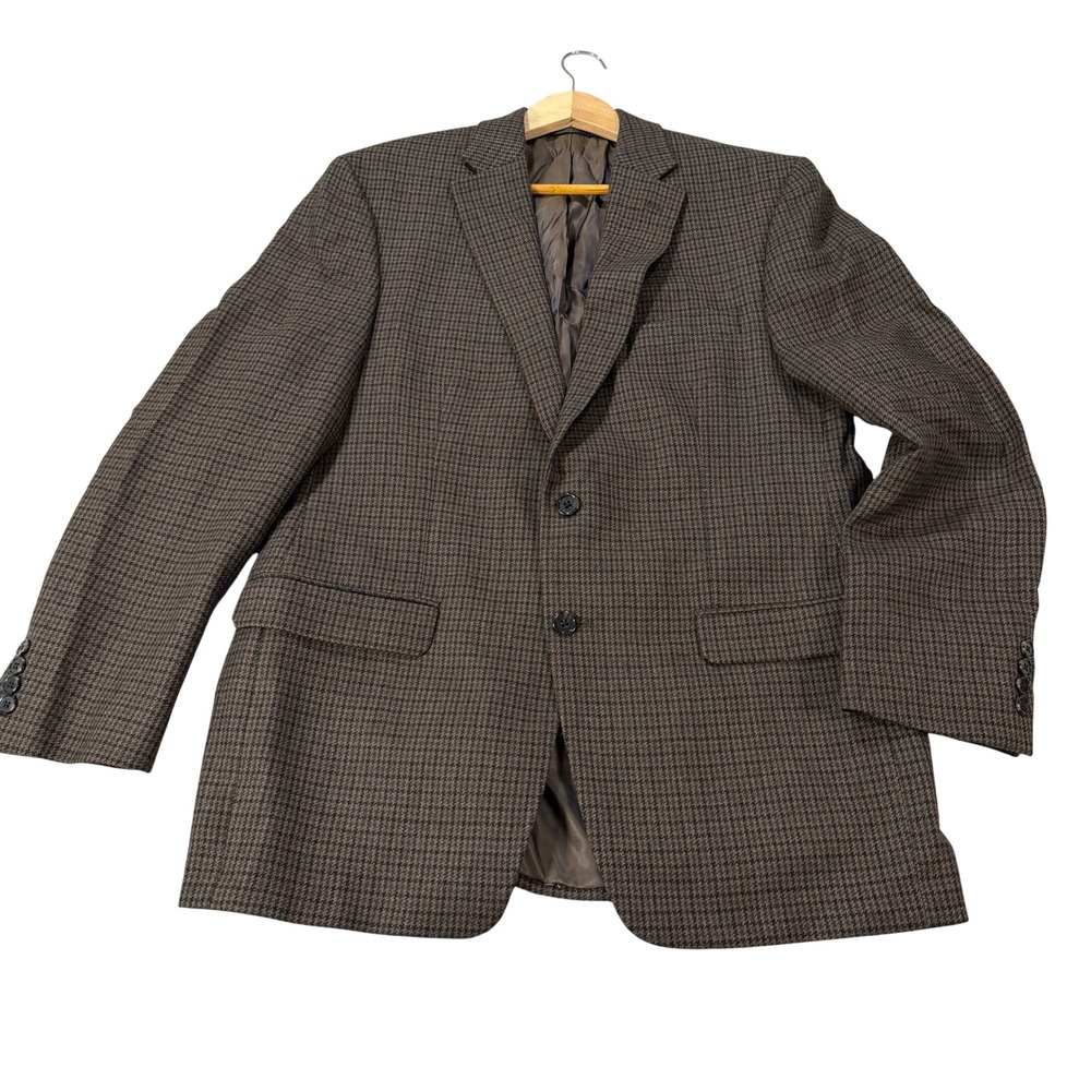 NEW Lauren Ralph Lauren Mens 42R Brown Houndstooth Wool 2-Button Blazer Jacket